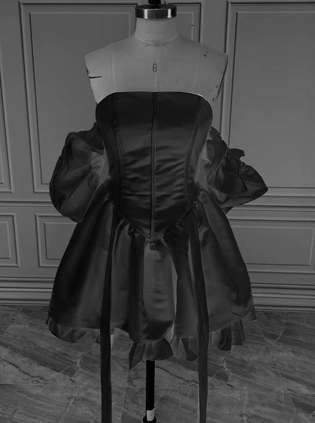 Lovely Short Wedding Dress,Wedding Reception Dress With Satin Streamers,WS25103102