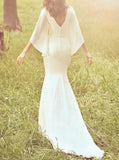 Stretch Crepe Plus Size Wedding Dress,Plunging Neckline Wedding Dress,WD2553030