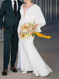 Stretch Crepe Plus Size Wedding Dress,Plunging Neckline Wedding Dress,WD2553030
