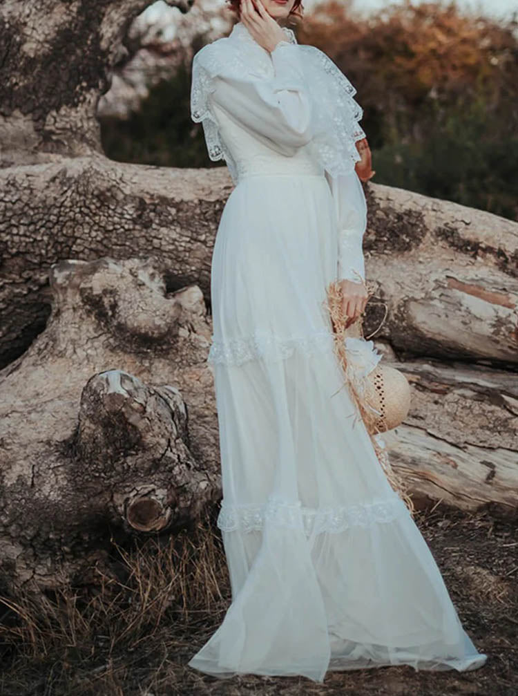 Flounce Top Wedding Dress,Vintage Destination Wedding Dress,WD2543030