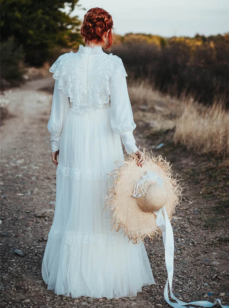 Flounce Top Wedding Dress,Vintage Destination Wedding Dress,WD2543030, Ivory / US14 Flounce Top Wedding Dress,Vintage Destination Wedding Dress,WD2543030, Ivory / US14
