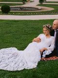 Boho Lace Wedding Dress,Bell Sleeve Wedding Gown,WD2510331628