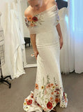 Removable Topper Wedding Gown,Lace Bridal Gown With Floral Appliques,WD2510131551