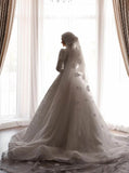 A-line Wedding Dress With Long Sleeves,Modest Bridal Gown,WD2510131455