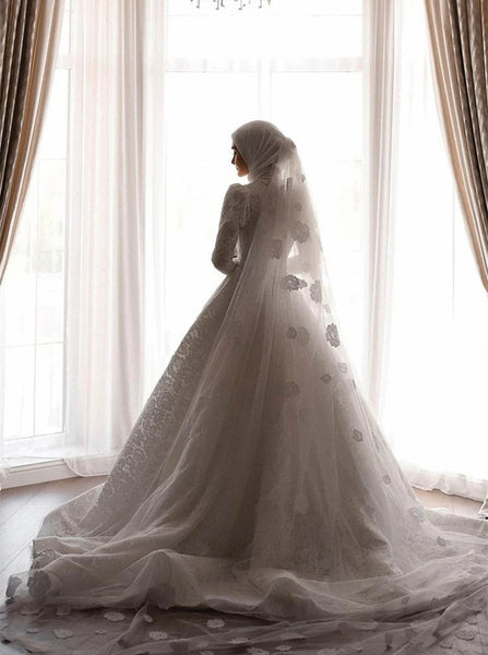 A-line Wedding Dress With Long Sleeves,Modest Bridal Gown,WD2510131455