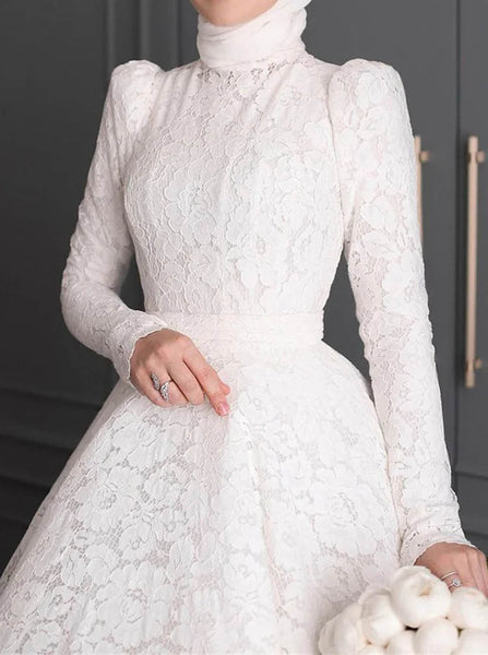 A-line Wedding Dress With Long Sleeves,Modest Bridal Gown,WD2510131455
