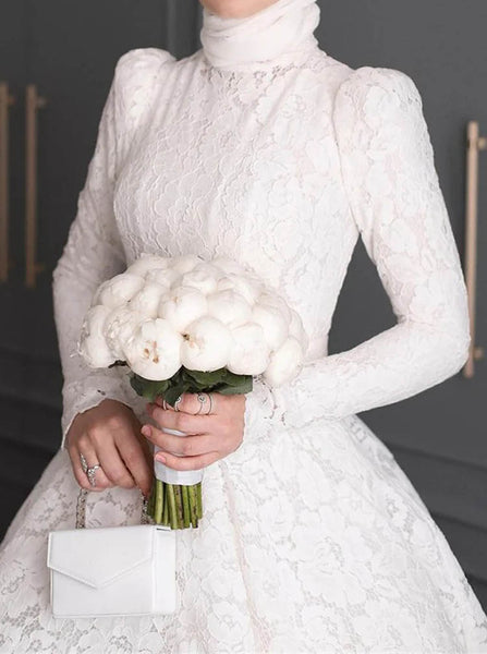 A-line Wedding Dress With Long Sleeves,Modest Bridal Gown,WD2510131455