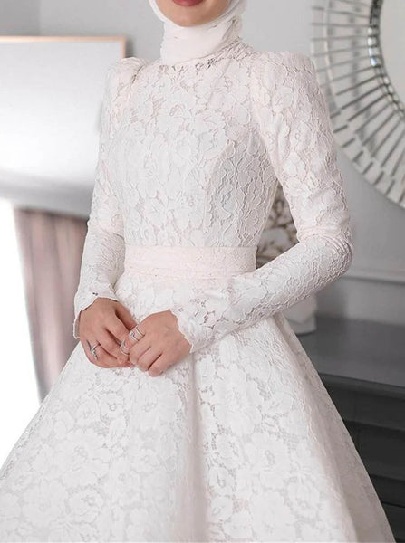 A-line Wedding Dress With Long Sleeves,Modest Bridal Gown,WD2510131455