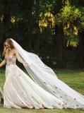 Floral Appliqued Wedding Dress,Destination Bridal Gown,WD2510031437