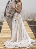 Floral Appliqued Wedding Dress,Destination Bridal Gown,WD2510031437