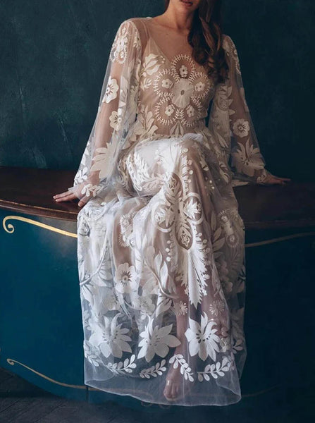 Lace Destination Wedding Dress,Boho Bridal Dress,WD2510031401
