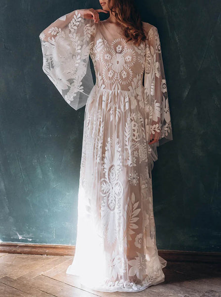 Lace Destination Wedding Dress,Boho Bridal Dress,WD2510031401