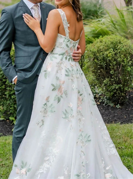 Embroidered Wedding Dress,A-line Destination Wedding Dress,WS2510021507
