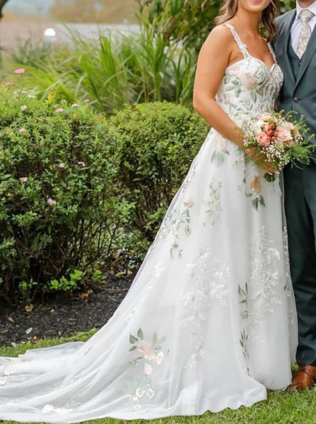 Embroidered Wedding Dress,A-line Destination Wedding Dress,WS2510021507