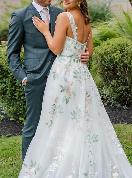 Embroidered Wedding Dress,A-line Destination Wedding Dress,WS2510021507