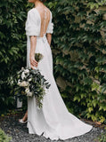 Stretch Crepe Wedding Gown,V Neck Destination Wedding Gown,WD2509291651