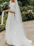 Stretch Crepe Wedding Gown,V Neck Destination Wedding Gown,WD2509291651