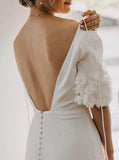 Stretch Crepe Wedding Gown,V Neck Destination Wedding Gown,WD2509291651