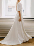 Stretch Crepe Wedding Gown,V Neck Destination Wedding Gown,WD2509291651