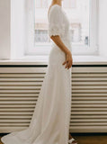 Stretch Crepe Wedding Gown,V Neck Destination Wedding Gown,WD2509291651