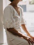 Stretch Crepe Wedding Gown,V Neck Destination Wedding Gown,WD2509291651