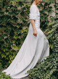 Stretch Crepe Wedding Gown,V Neck Destination Wedding Gown,WD2509291651