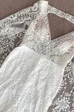 Boho Lace Wedding Dress,Illusion Sleeve Lace Bridal Dress,WD2509291508