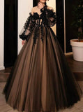 Sweetheart Neckline Bishop Sleeve Bridal Gown,Black Bridal Gown,WD09251532