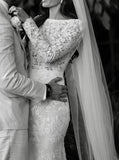 Lace Wedding Dress With Long Sleeve,Open Back Wedding Gown,WD09251506