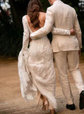Lace Wedding Dress With Long Sleeve,Open Back Wedding Gown,WD09251506