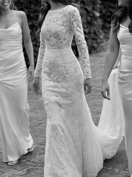 Lace Wedding Dress With Long Sleeve,Open Back Wedding Gown,WD09251506