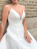 A-line Satin Wedding Gown,Spaghetti Straps Wedding Dress,WD2509171719