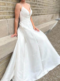 A-line Satin Wedding Gown,Spaghetti Straps Wedding Dress,WD2509171719