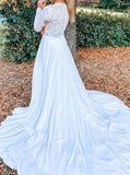 Modest Wedding Dress With Long Sleeve,Chiffon Outdoor Wedding Dress,WD2509171545