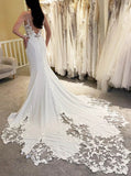 Spaghetti Straps Fit and Flare Bridal Dress,Lace Petal Train Wedding Dress,WD012700