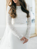 Two Piece Wedding Dress,Destination Long Sleeve Bridal Dresses,WD00934