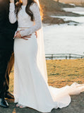 Two Piece Wedding Dress,Destination Long Sleeve Bridal Dresses,WD00934