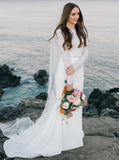 Two Piece Wedding Dress,Destination Long Sleeve Bridal Dresses,WD00934