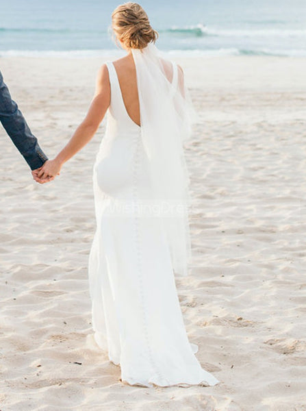 Simple Sheath Wedding Dress,Beach Bridal Dress,WD00935