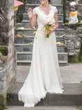 Vintage Lace Wedding Dress With Sash,Cap Sleeve Wedding Dress,WD00938