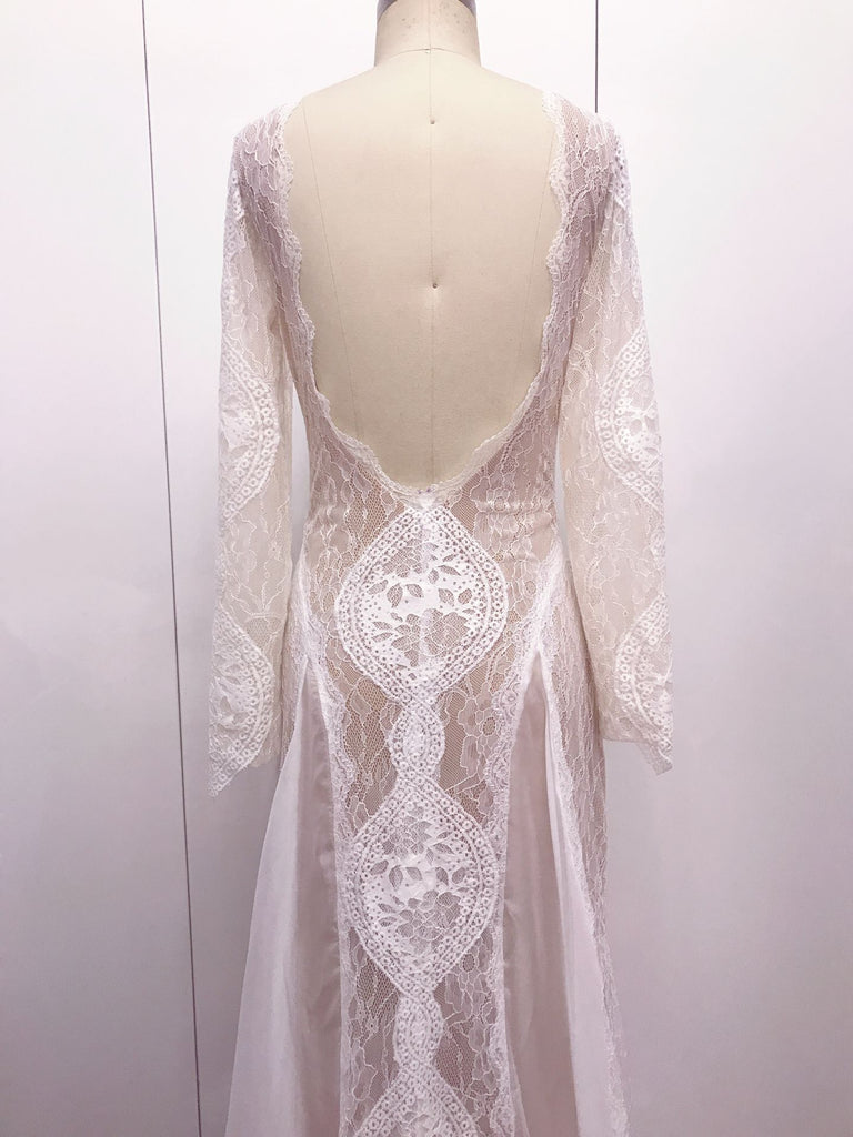 used backless wedding dresses pronovias mermaid wedding dress Used Pronovias White Lace Mermaid Gown with Veil Wedding Dress-parroquiadesanalbertomagno.com