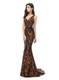 Fitted Prom Dresses,Sequined Evening Dress,PD00471