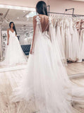 Simple Wedding Dresses,Boho Wedding Dress,Tulle Bridal Dress,Beach Wedding Dress,WD00200