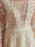 Lace Wedding Dresses with Long Sleeves,Ivory Luxurious Wedding Dress,WD00362