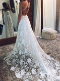 Boho Wedding Dresses,Lace Wedding Dress,Backless Bridal Dress,Beach Wedding Dress,WD00079