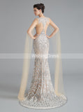 Mermaid Sequined Homecoming Dresses,Formal Evening Dress with Tulle Sleeves,HC00204