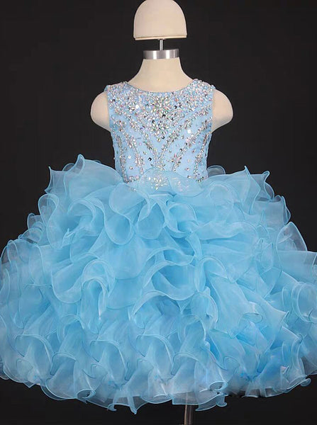 Blue Short Girls Pageant Dress,Unique Girls Party Dress,GPD0015