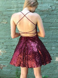 Sequined Cocktail Dresses,Strappy Cocktail Dress,Short Cocktail Dress,Simple Cocktail Dress,CD00022
