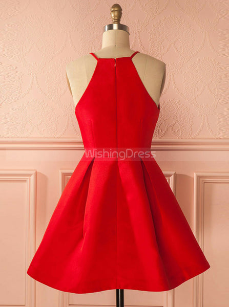 Red Homecoming Dresses,Satin Homecoming Dress,Simple Homecoming Dress,HC00131