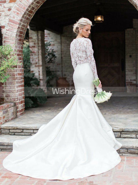 White Wedding Dresses,Tight Wedding Dress,Illusion Wedding Dress,WD00286